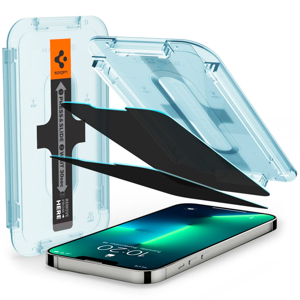Spigen GLAStR Privacy EZ Fit Screenprotector + Applicator - 2-pack voor de Apple iPhone 13 / 13 Pro