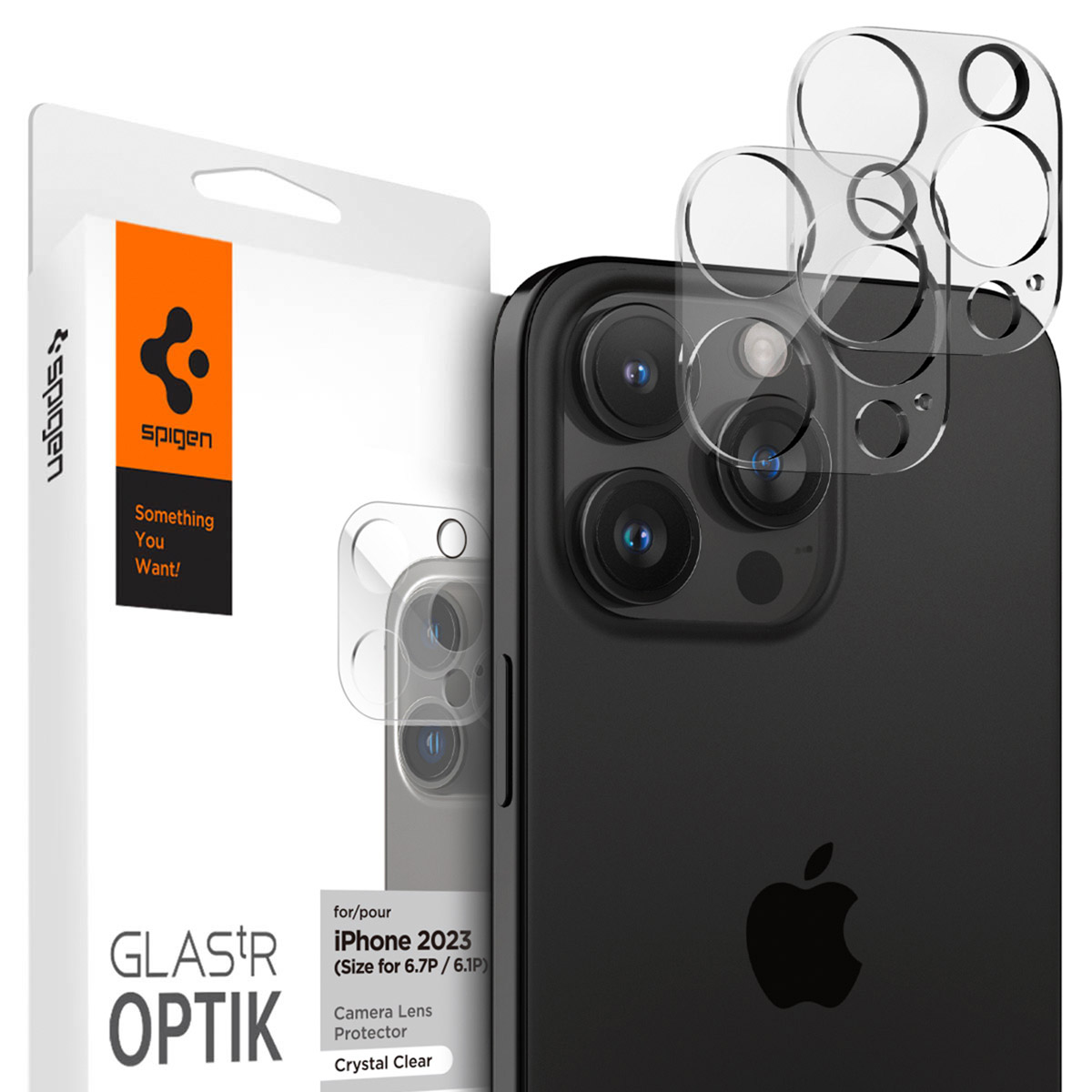 Spigen GLAStR Optik Camera Lens Protector - Camera eiland bescherming (2-pack) voor de Apple iPhone 16 Pro (Max) / 15 Pro (Max) / 14 Pro (Max)