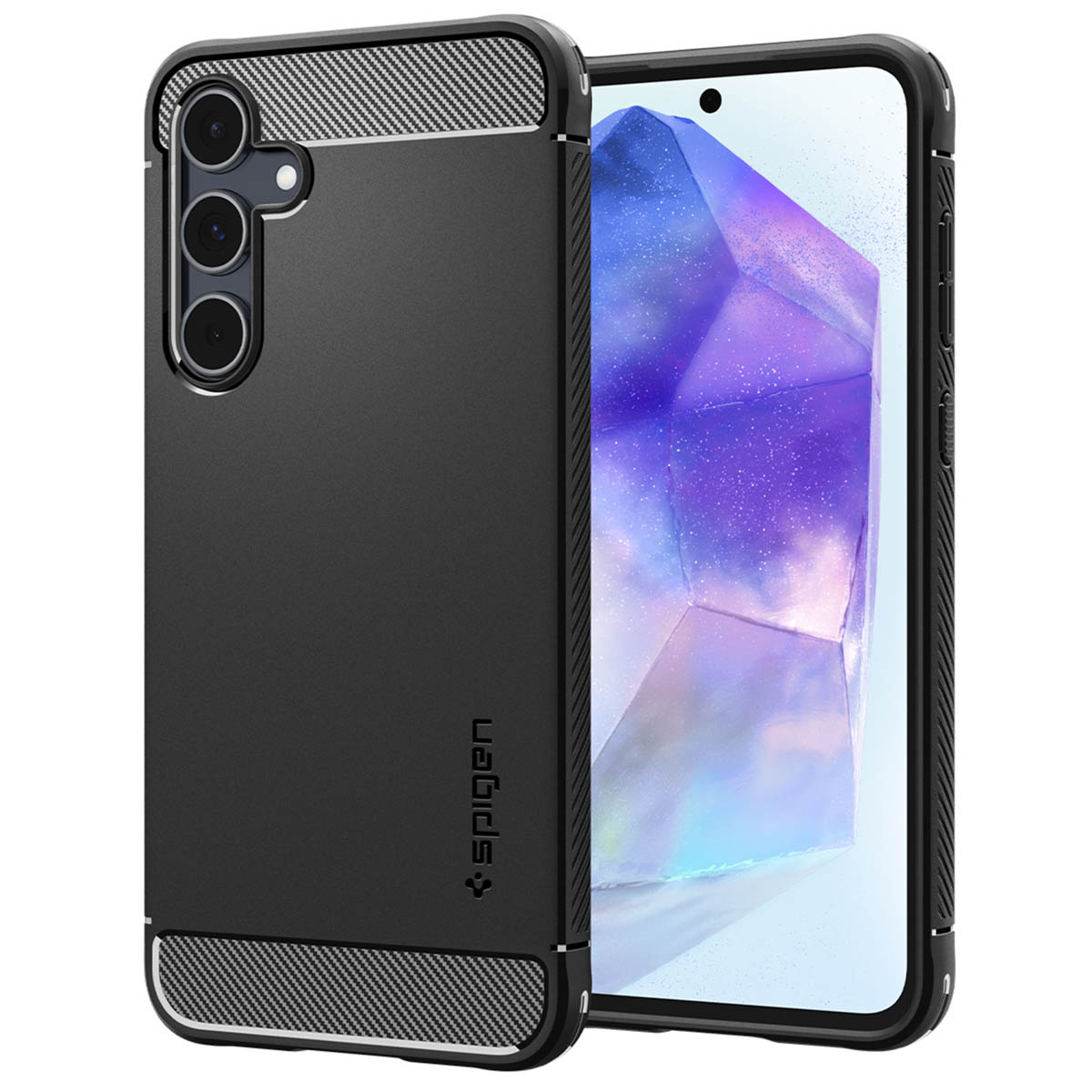 Spigen Rugged Armor Backcover voor de Samsung Galaxy A55 - Matte Black