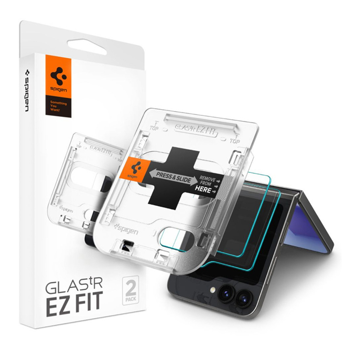 Spigen GLAStR EZ Fit Screenprotector 2 Pack + Applicator voor de Samsung Galaxy Z Flip 6 / Flip 7 FE