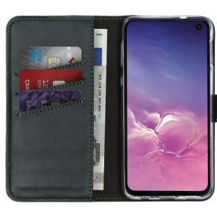 Selencia Echt Lederen Booktype Samsung Galaxy S10e - Groen