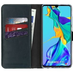 Selencia Echt Lederen Booktype Huawei P30 - Groen
