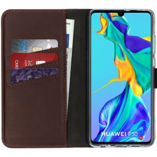Selencia Echt Lederen Booktype Huawei P30 - Bruin