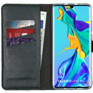 Selencia Echt Lederen Booktype Huawei P30 Pro - Groen