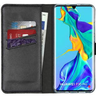 Selencia Echt Lederen Booktype Huawei P30 Pro - Zwart