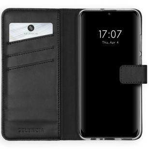 Selencia Echt Lederen Booktype Huawei P Smart (2020) - Zwart