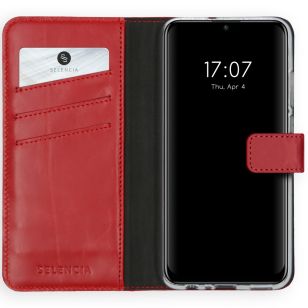 Selencia Echt Lederen Booktype Huawei P Smart (2020) - Rood