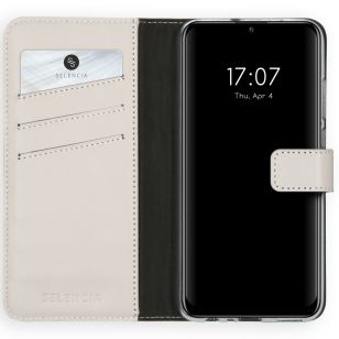 Selencia Echt Lederen Booktype Huawei P Smart (2020) - Lichtgrijs