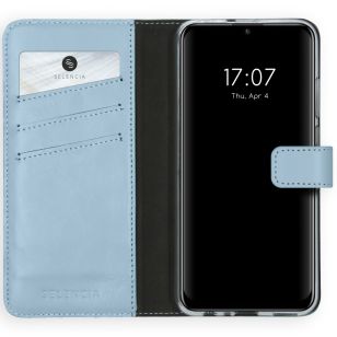 Selencia Echt Lederen Booktype Huawei P Smart (2020) - Lichtblauw