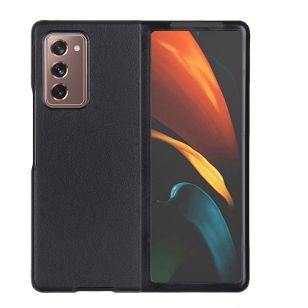 Litchi Real Leather Shell Samsung Galaxy Z Fold2 - Zwart