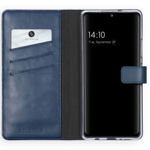 Selencia Echt Lederen Booktype Samsung Galaxy A42 - Blauw