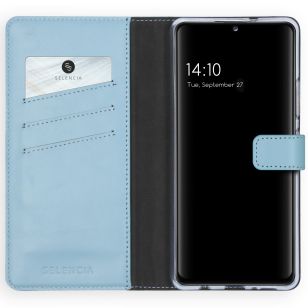 Selencia Echt Lederen Booktype Samsung Galaxy A42 - Lichtblauw