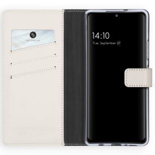 Selencia Echt Lederen Booktype Samsung Galaxy A42 - Lichtgrijs