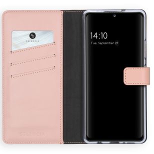 Selencia Echt Lederen Booktype Samsung Galaxy A42 - Roze