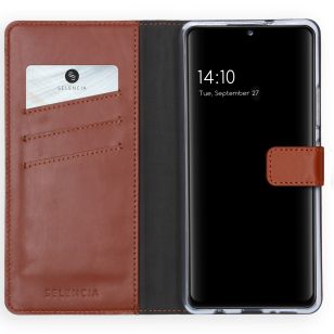 Selencia Echt Lederen Booktype Samsung Galaxy A42 - Lichtbruin