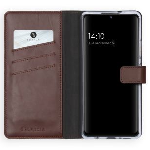 Selencia Echt Lederen Booktype Samsung Galaxy A42 - Bruin
