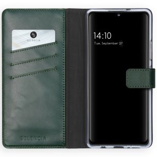 Selencia Echt Lederen Booktype Samsung Galaxy A42 - Groen