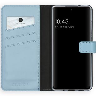 Selencia Echt Lederen Booktype Samsung Galaxy S20 FE - Lichtblauw