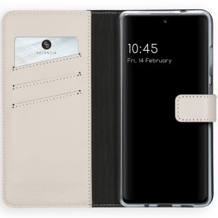 Selencia Echt Lederen Booktype Samsung Galaxy S20 FE - Lichtgrijs