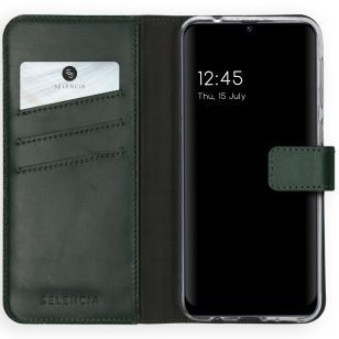 Selencia Echt Lederen Booktype Samsung Galaxy M31 - Groen