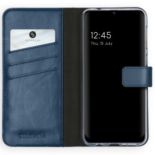 Selencia Echt Lederen Booktype Samsung Galaxy M31 - Blauw