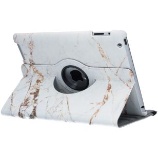 360° Draaibare Design Bookcase iPad 2 / 3 / 4 - Wit Marmer