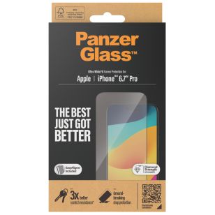 PanzerGlass Ultra-Wide Fit Anti-Bacterial Screenprotector incl. applicator iPhone 15 Pro Max