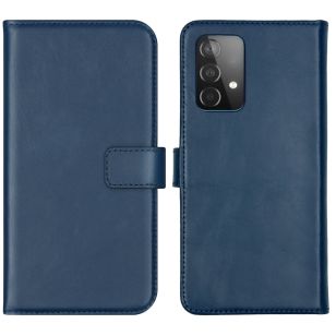 Selencia Echt Lederen Bookcase Galaxy A52(s) (5G/4G) - Blauw