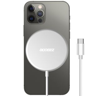 Accezz MagSafe Wireless Charger - MagSafe oplader met USB-C aansluiting - 15 Watt - Zilver