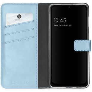 Selencia Echt Lederen Booktype Samsung Galaxy A22 (5G) - Lichtblauw