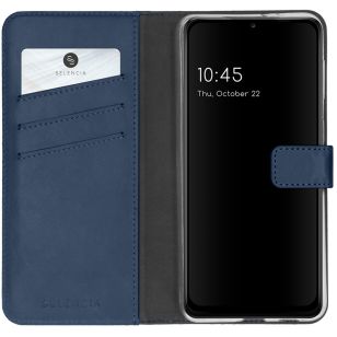 Selencia Echt Lederen Booktype Samsung Galaxy A22 (5G) - Blauw