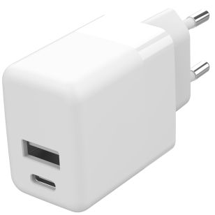 Accezz Wall Charger - Oplader - USB-C en USB aansluiting - Power Delivery - 20 Watt - Wit