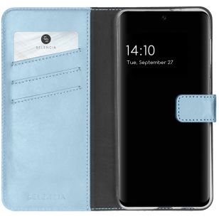 Selencia Echt Lederen Booktype Samsung Galaxy A32 (5G) - Lichtblauw