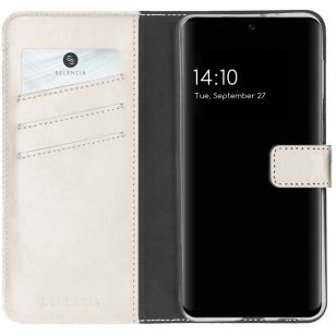 Selencia Echt Lederen Booktype Samsung Galaxy S21 FE - Lichtgrijs