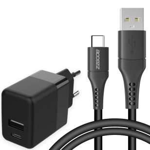 Accezz Wall Charger met USB-C naar USB kabel - Oplader - 20 Watt - 1 meter - Zwart