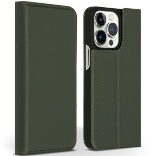 Accezz Premium Leather Slim Bookcase iPhone 13 Pro - Groen