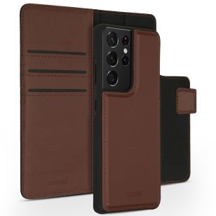 Accezz Premium Leather 2 in 1 Wallet Bookcase Samsung Galaxy S21 Ultra - Bruin