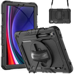 Accezz Rugged Backcover met schouderstrap Samsung Galaxy Tab S9 11.0 inch - Zwart