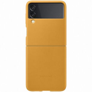 Samsung Leather Backcover Galaxy Z Flip 3 - Geel