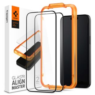Spigen AlignMaster Full Screenprotector 2 Pack iPhone 15 Pro - Zwart