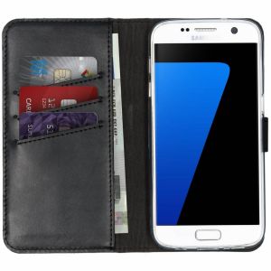 Selencia Echt Lederen Bookcase Samsung Galaxy S7 - Zwart
