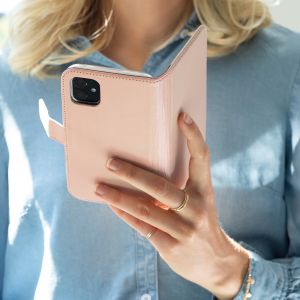 Selencia Echt Lederen Bookcase Samsung Galaxy A42 - Roze