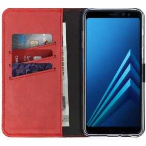 Selencia Echt Lederen Bookcase Samsung Galaxy A8 (2018) - Rood