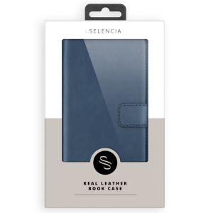Selencia Echt Lederen Bookcase Huawei P Smart - Blauw
