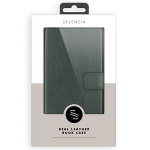 Selencia Echt Lederen Bookcase Samsung Galaxy A12 - Groen
