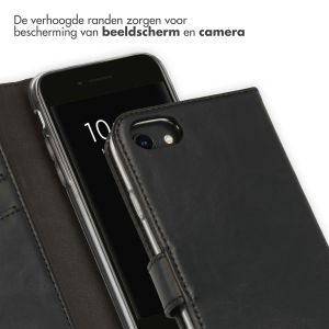 Selencia Echt Lederen Bookcase iPhone SE (2022 / 2020) / 8 / 7 / 6(s) - Zwart