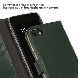 Selencia Echt Lederen Bookcase iPhone SE (2022 / 2020) / 8 / 7 / 6(s) - Groen