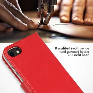 Selencia Echt Lederen Bookcase iPhone SE (2022 / 2020) / 8 / 7 / 6(s) - Rood