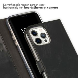 Selencia Echt Lederen Bookcase iPhone 12 Pro Max - Zwart