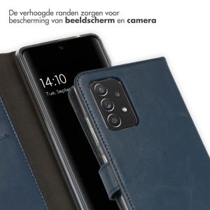 Selencia Echt Lederen Bookcase Samsung Galaxy A52(s) (5G/4G) - Blauw
